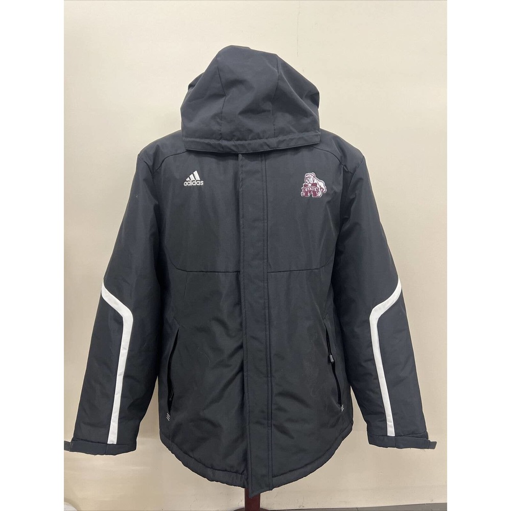 Adidas Miss. Bulldogs Fleece Lined Insulated Nylon Winter Jacket Black Large FS